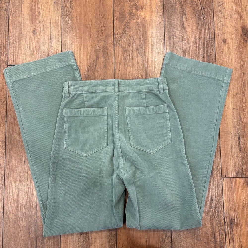 Faherty Stretch Terry Cord Patch Pocket Pant Women 27 Sea Moss Green Wide Leg - Picture 6 of 10
